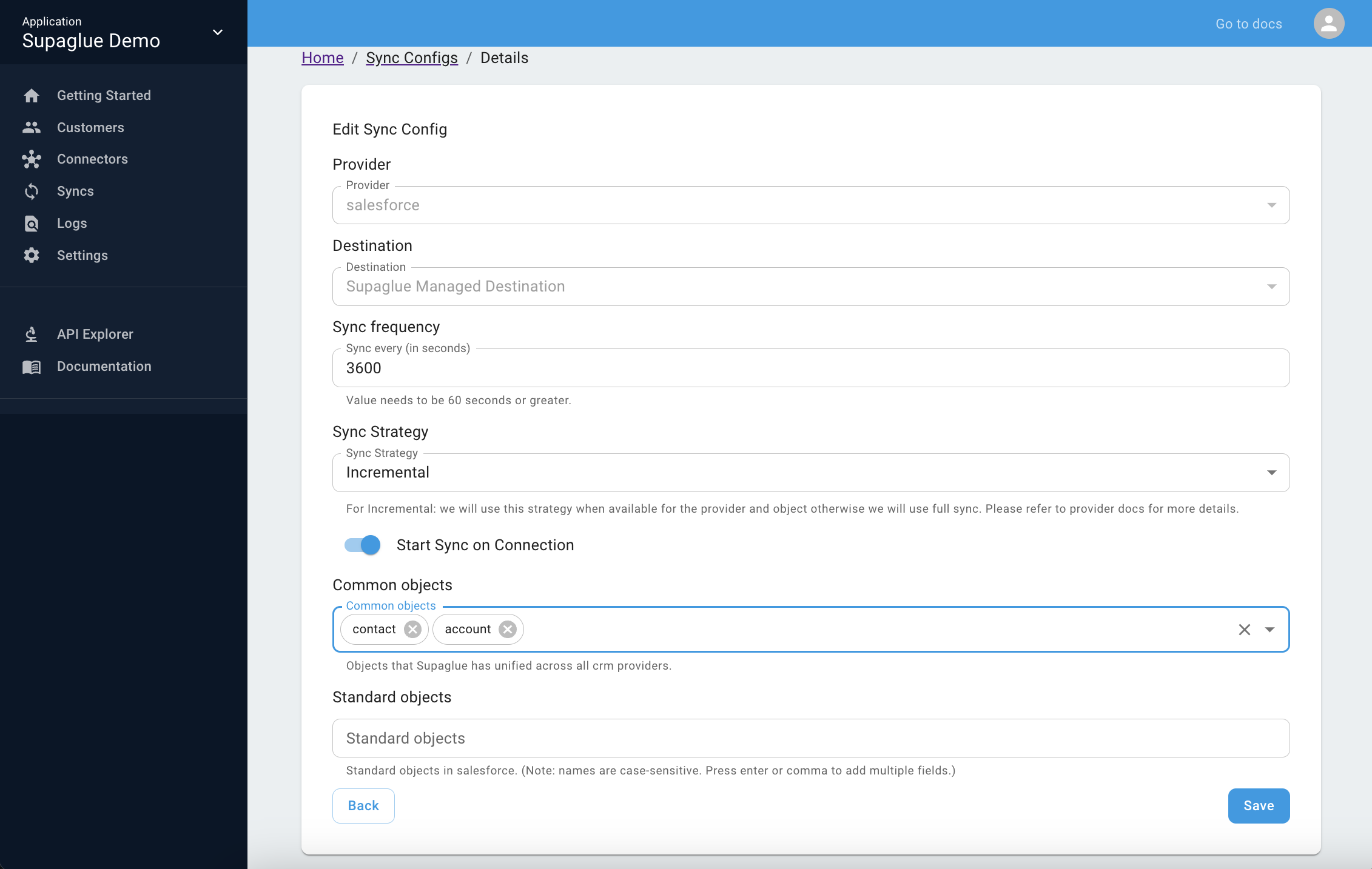 common object sync config